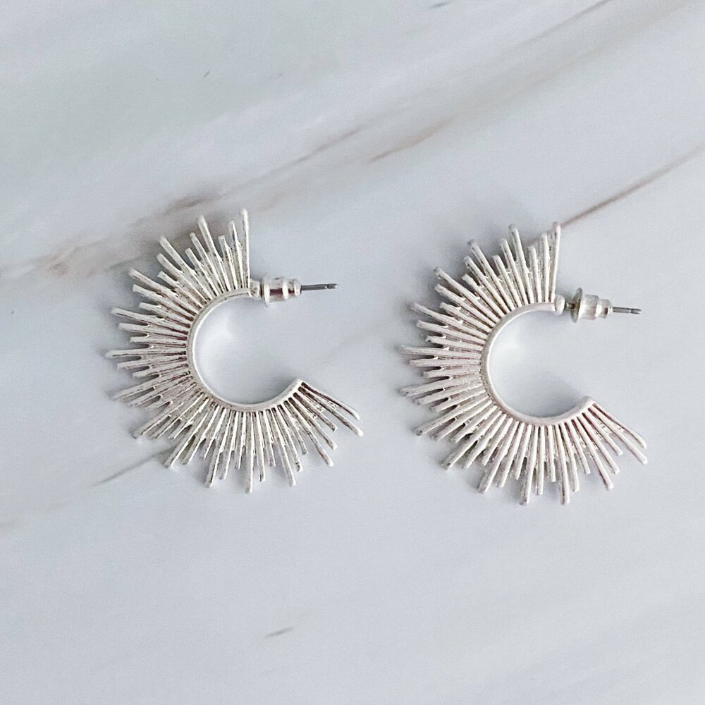 Silver Pharaoh Half Hoop Earrings